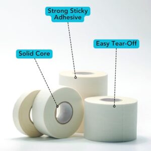 Iconikal White Athletic Tape (4 Pack), Easy Tear Sports Tape, 1.5” x 24 Feet (8 Yards) Each Roll, Extra Strong, No Sticky Residue