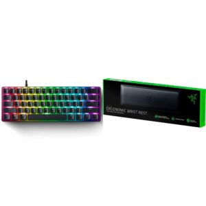 razer huntsman mini 60% gaming keyboard + ergonomic wrist rest for mini keyboards bundle: clicky optical switches bundle - classic black