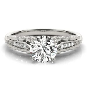 blocaci engagement ring 1.5 ct round cut graduated floral moissanite engagement rings for women 14k white gold size 5