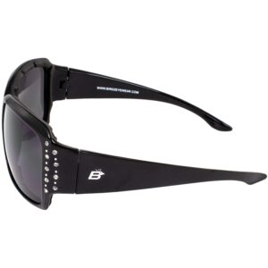 Birdz Eyewear LadyBird Women's Padded Motorcycle Sunglasses 3 Pairs Rhinestone Black Frames (Clear & Smoke)