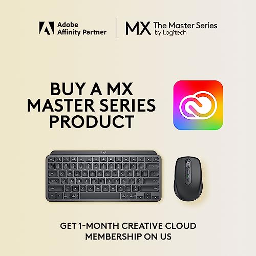 Logitech MX Keys Mini Minimalist Wireless Illuminated Keyboard, Compact, Bluetooth, USB-C, for Apple macOS, iOS, Windows, Linux, Android - Graphite - With Free Adobe Creative Cloud Subscription