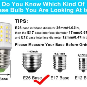 LED Refrigerator Light Bulb 4W 40W Equivalent E26 Medium Base Compact Corn Lamp T10 Tubular A15 Fridge Freezer Waterproof Appliance Ceiling Fans Home Lighting 100-265V Daylight White 5000K, Pack of 1