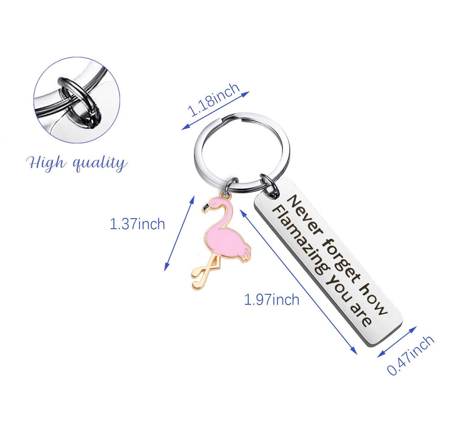 Motivational Flamingo Keychain Never Forget How Flamazing You are Keychain Flamingo Lover Jewelry Gift for Family BFF Animal Lovers