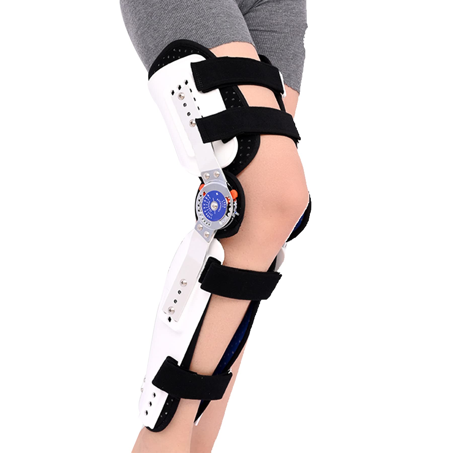 Hinged ROM Knee Brace Adjustable Post Op Knee Immobilizer for ACL MCL and PCL Injury Arthritis After Surgery Orthosis Stabilizer Women Men Knee Support Orthopedic Guard Protector