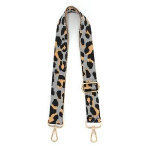 tanosii wide purse strap adjustable handbag strap replacement shoulder crossbody strap gray leopard