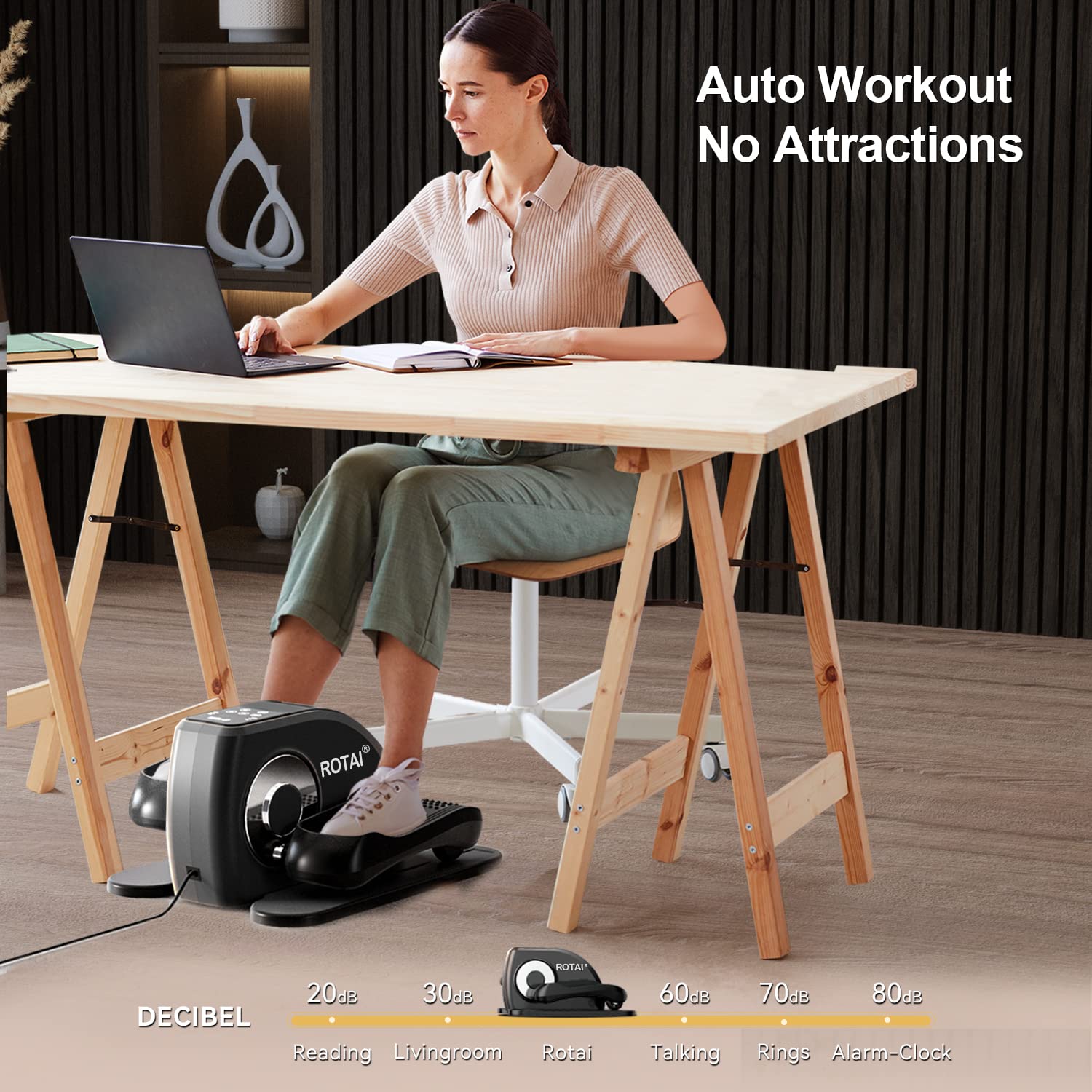 Under Desk Elliptical Machine for Seniors Rehab Electric Seated Leg Foot Pedal Exerciser Bike, Portable Trainer for Home & Office with Remote and LCD Monitor (Black)