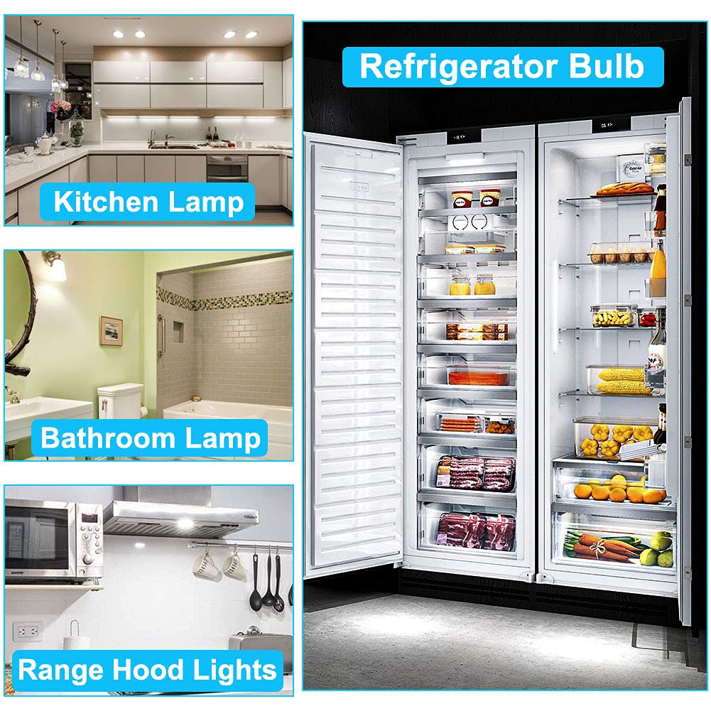 LED Refrigerator Light Bulb 4W 40W Equivalent E26 Medium Base Compact Corn Lamp T10 Tubular A15 Fridge Freezer Waterproof Appliance Ceiling Fans Home Lighting 100-265V Daylight White 5000K, Pack of 1