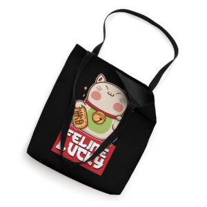 Maneki Neko Waving Lucky Cat Feline Lucky Kawaii Anime Cats Tote Bag