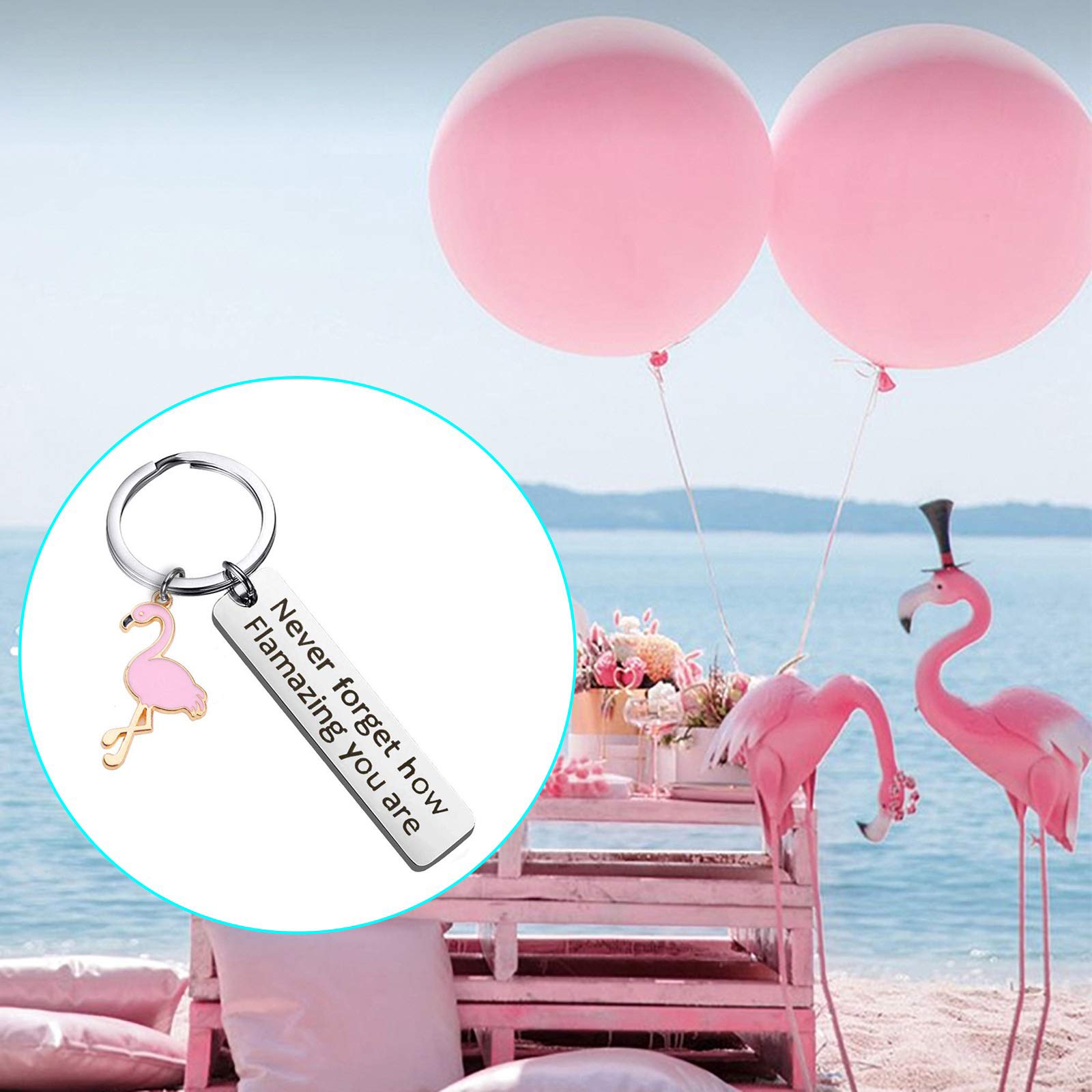 Motivational Flamingo Keychain Never Forget How Flamazing You are Keychain Flamingo Lover Jewelry Gift for Family BFF Animal Lovers