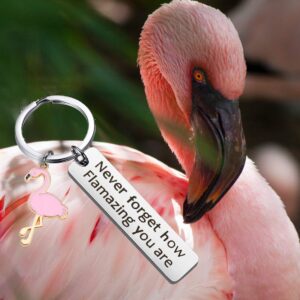 Motivational Flamingo Keychain Never Forget How Flamazing You are Keychain Flamingo Lover Jewelry Gift for Family BFF Animal Lovers