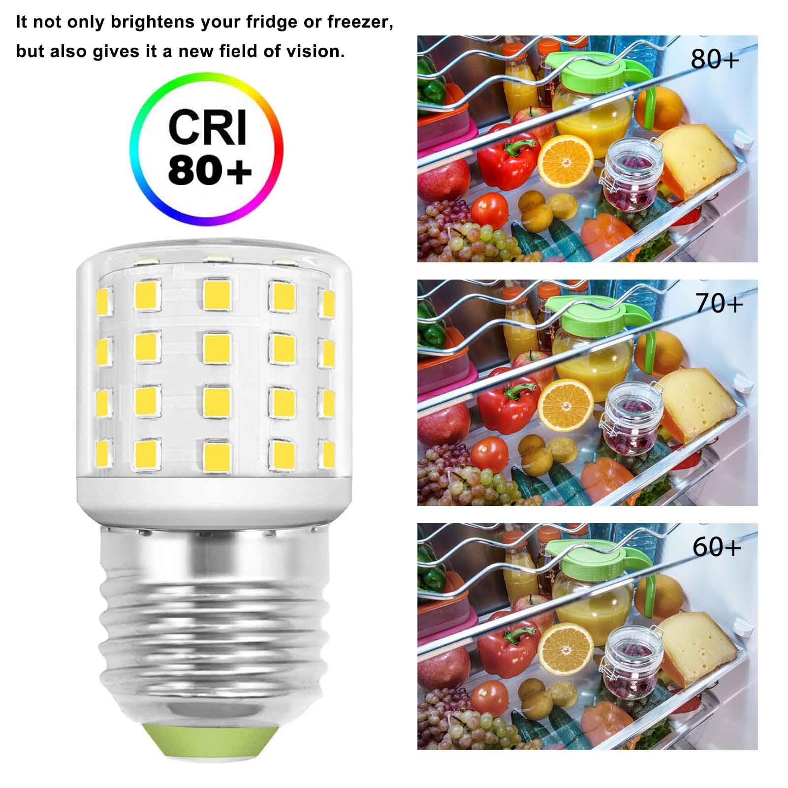 LED Appliance Light Bulb for Refrigerator Fridge Freezer 4W (40W Equivalent) E26 Medium Base Compact T10 Tubular A15 AC100-265V Floor Lighting Decorative Corn Lamp Daylight White 5000K, Pack of 3