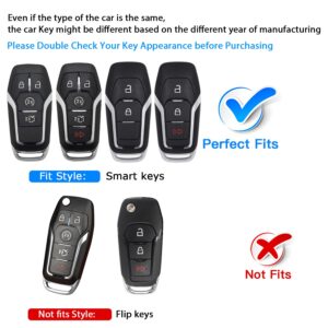 QBUC for Ford Key fob Cover,TPU Car Key Case Protector with Keychain Compatible with Ford Fusion F-150 Edge Explorer Mustang Lincoln MKZ MKC 2/3/4/5 Buttons Smart Key,red