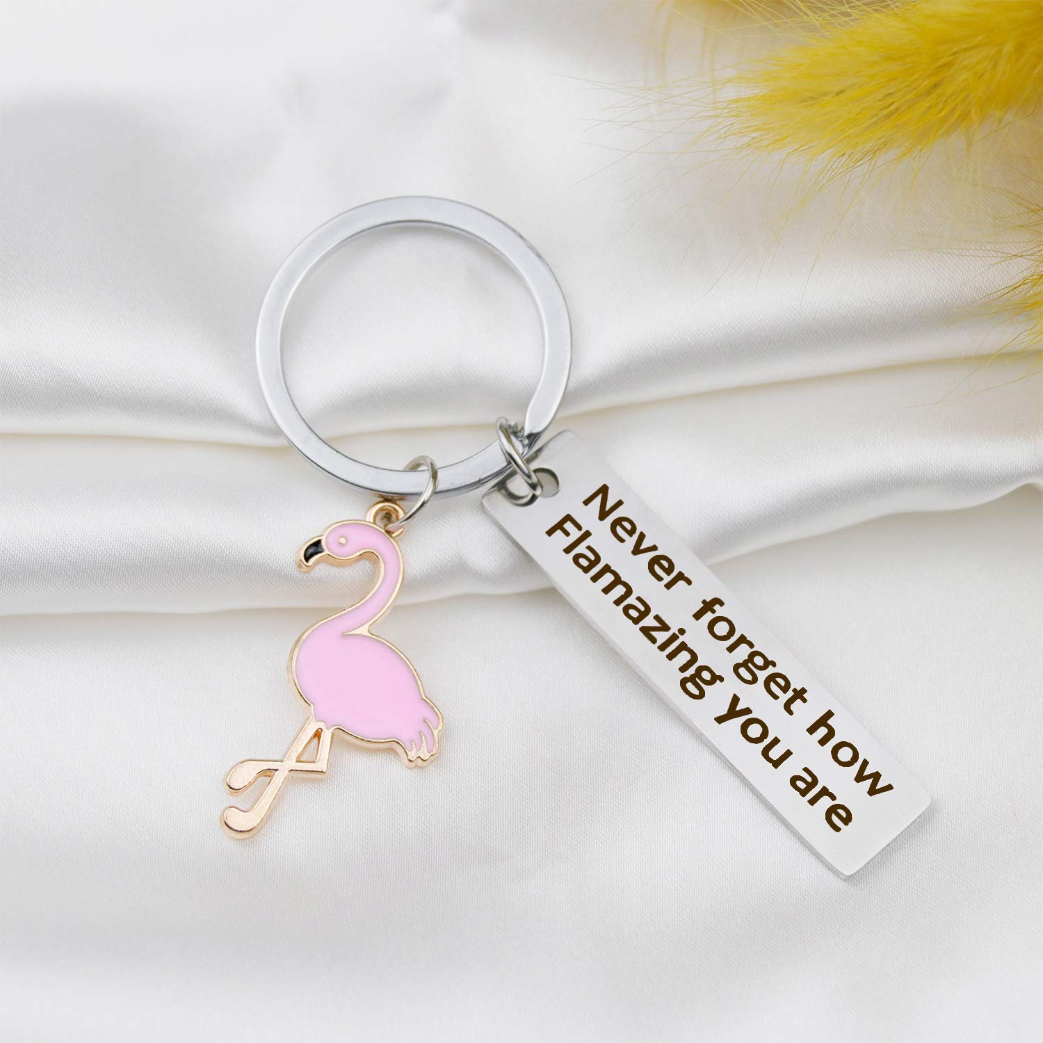 Motivational Flamingo Keychain Never Forget How Flamazing You are Keychain Flamingo Lover Jewelry Gift for Family BFF Animal Lovers