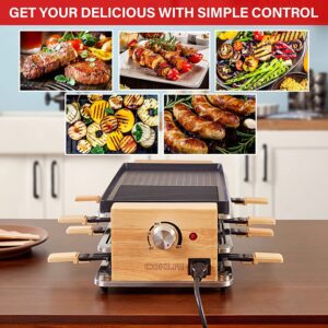 Raclette Table Grill, COKLAI Raclette Grill 8 Cheese Melter Pans 8 Spatulas Three-Tier Indoor Electric Grill, with Temperature Control and Removable Non-Stick Grillplate, Dishwasher Safe