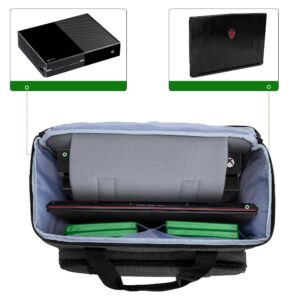 CURMIO Travel Carrying Case Compatible with Xbox Series S, Xbox One/ One S/ One X and Xbox 360, Game Storage Bag for Console, Controller and Accessories, Black (Bag Only, Patented Design)