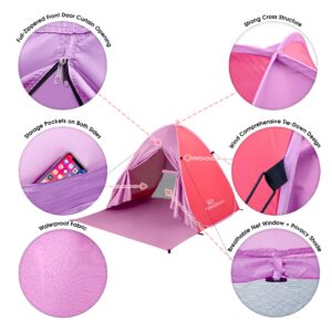 Fabuware Pop Up Beach Tent – UPF 50+ UV Sun Protection Beach Shade Beach Tent Pop Up for Kids & Adults - Sun Shelter with Carry Bag and Tent Stakes for Beach, Park, Camping (Coral Pink)