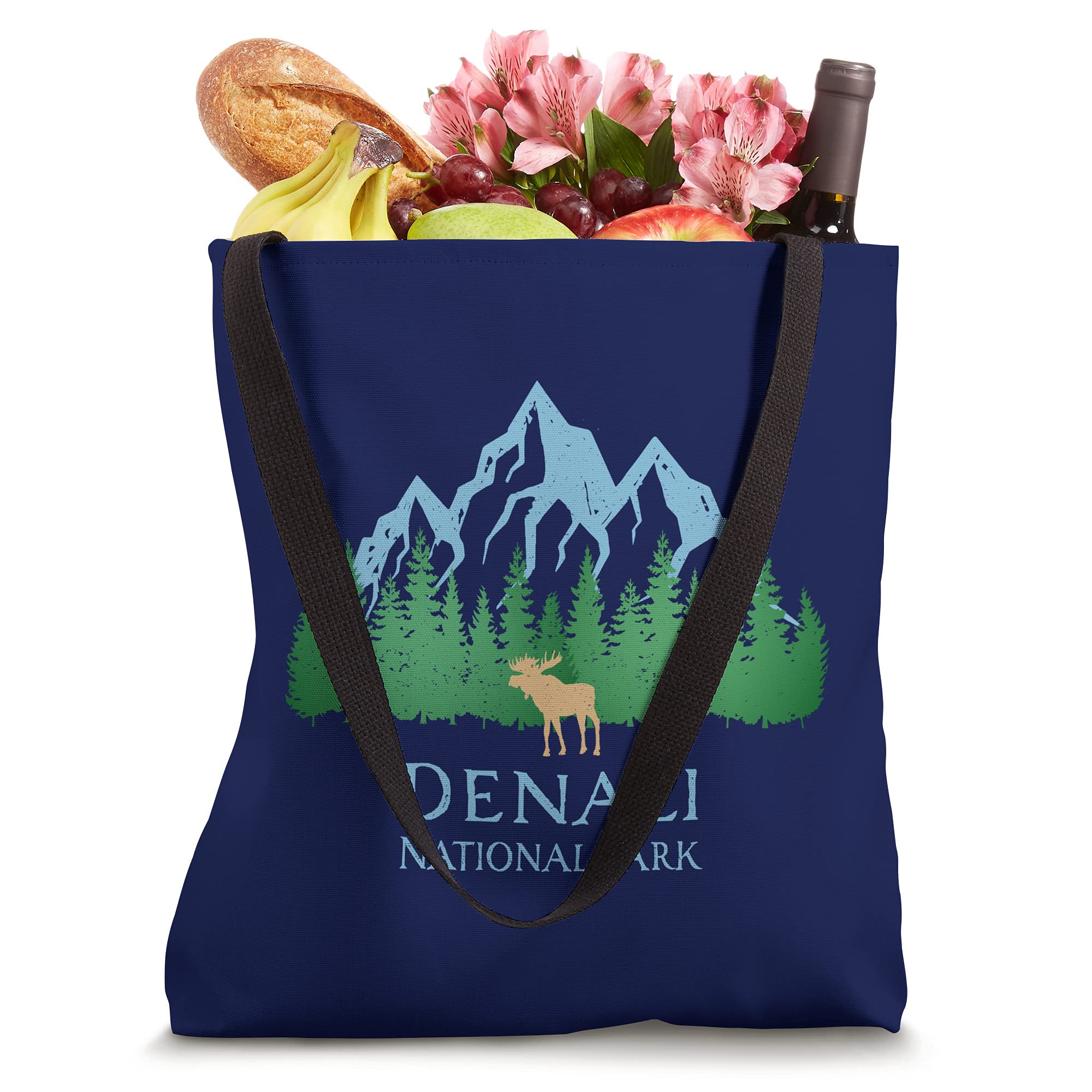 Denali National Park Alaska Mountain Trees Moose Souvenir Tote Bag