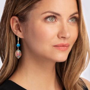 Ross-Simons Italian Multicolored Murano Glass Bead Drop Earrings in 18kt Gold Over Sterling