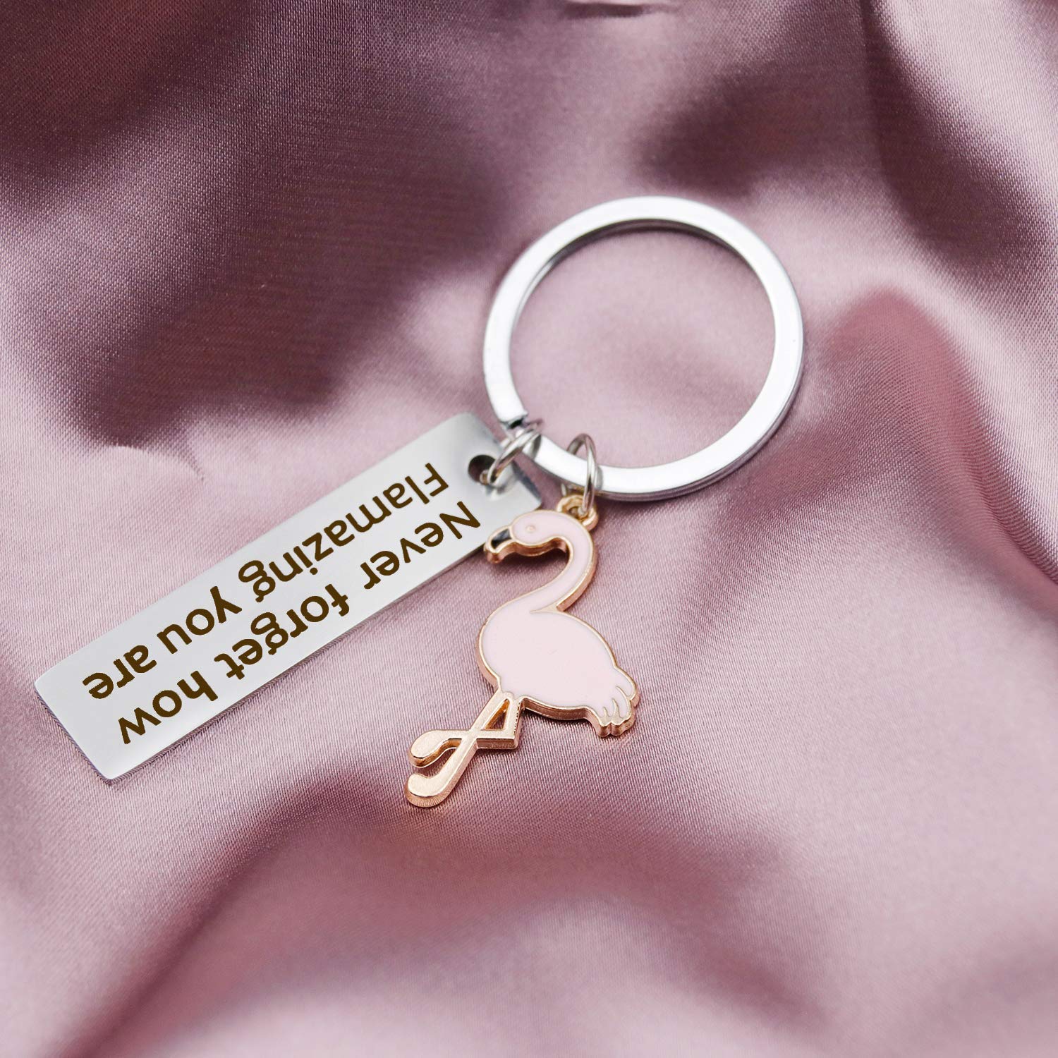 Motivational Flamingo Keychain Never Forget How Flamazing You are Keychain Flamingo Lover Jewelry Gift for Family BFF Animal Lovers