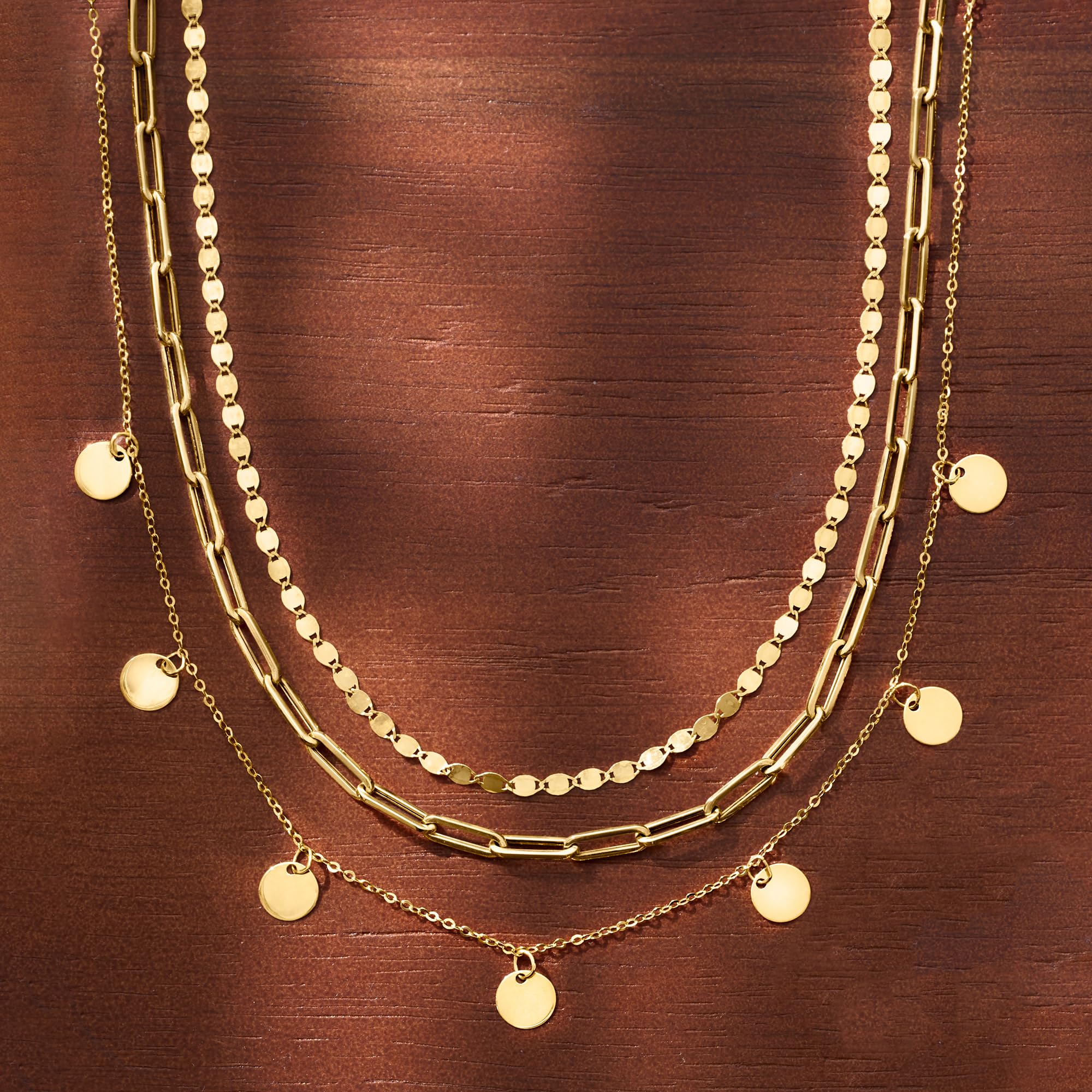 RS Pure by Ross-Simons Italian 14kt Yellow Gold Multi-Circle Necklace. 18 inches