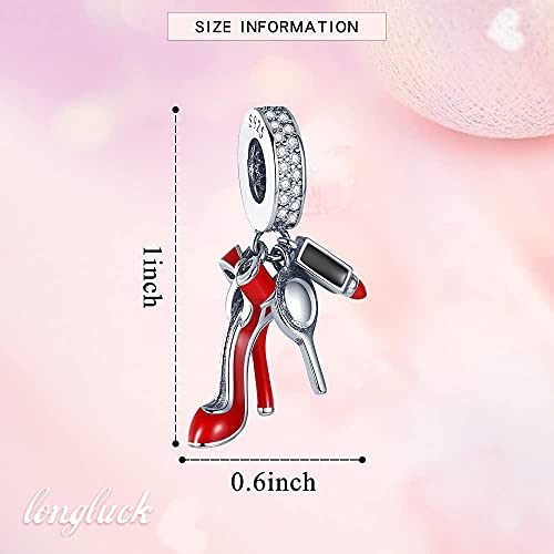 LONGLUCK 925 Sterling Silver Bead Charm for Pandora Charms Bracelets and Necklaces for Woman 5A Cubic Zirconias Dangle Pendant,Jewelry Bead