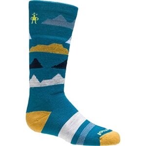 smartwool wintersport mountain sock - kids', ocean abyss, m