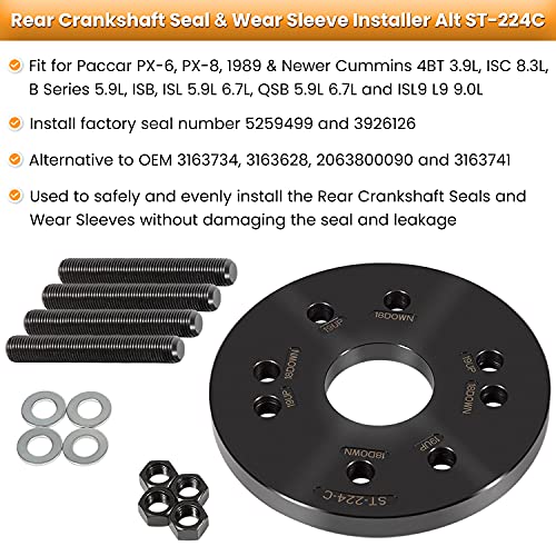 Front+Rear Crankshaft Seal Remover & Installer With Wear Sleeve Installer Tool Set For Cummins 3.9L 5.9L 6.7L 1989-2016 Replace 1338 3824498 5046 3824500 3164660 ST-224C 3824078 5395259 2063800090