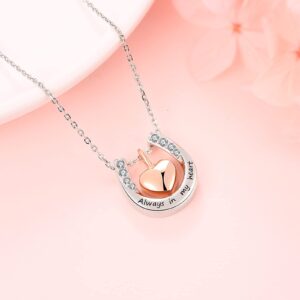 Heart-Shape cremation urn necklace for ashes - 925 Sterling Silver FAITH LOVE U CZ Pendant Necklaces Rose Gold & White Gold Plated Keepsake Memorial Jewelry (U-Heart-Shape Urn Jewelry)