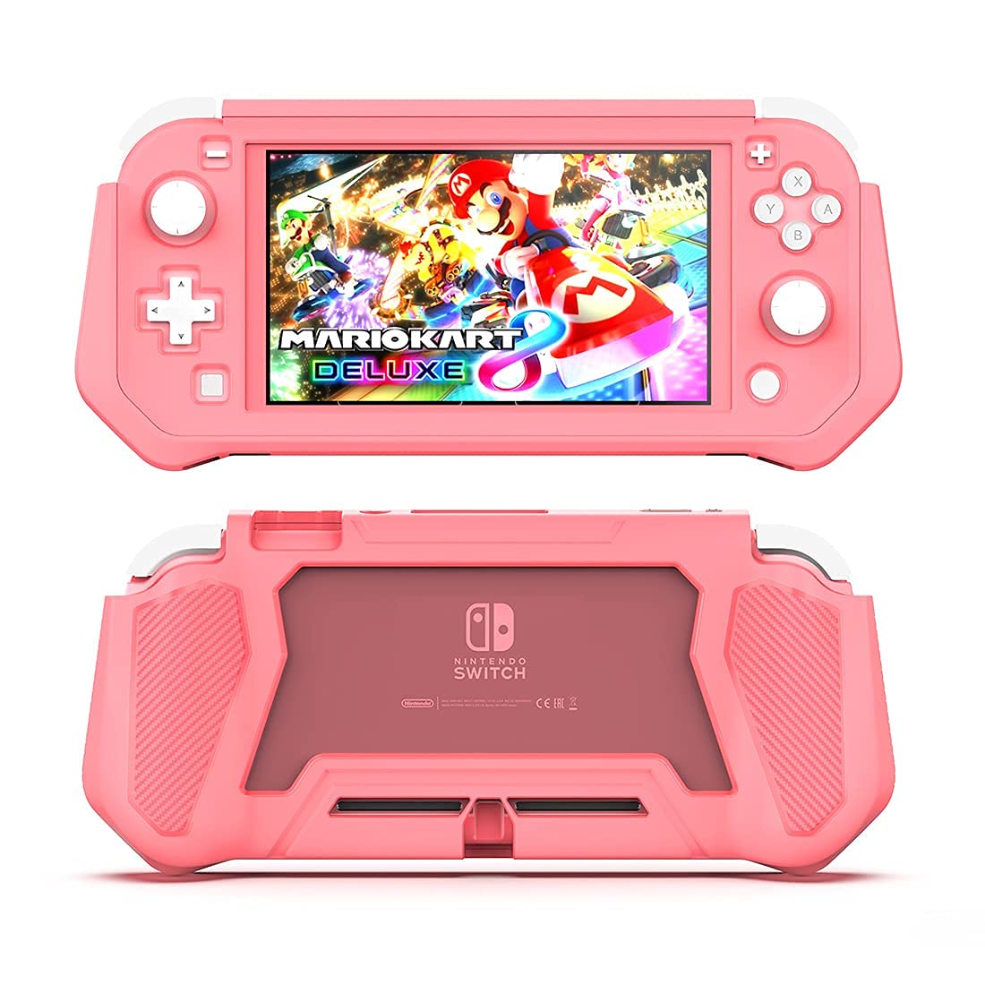 Protective Case for Nintendo Switch Lite, Switch Lite Case with Detachable Screen Protector Cover + Hand Grip Case Compatible with Nintendo Switch Lite 2019, Pink