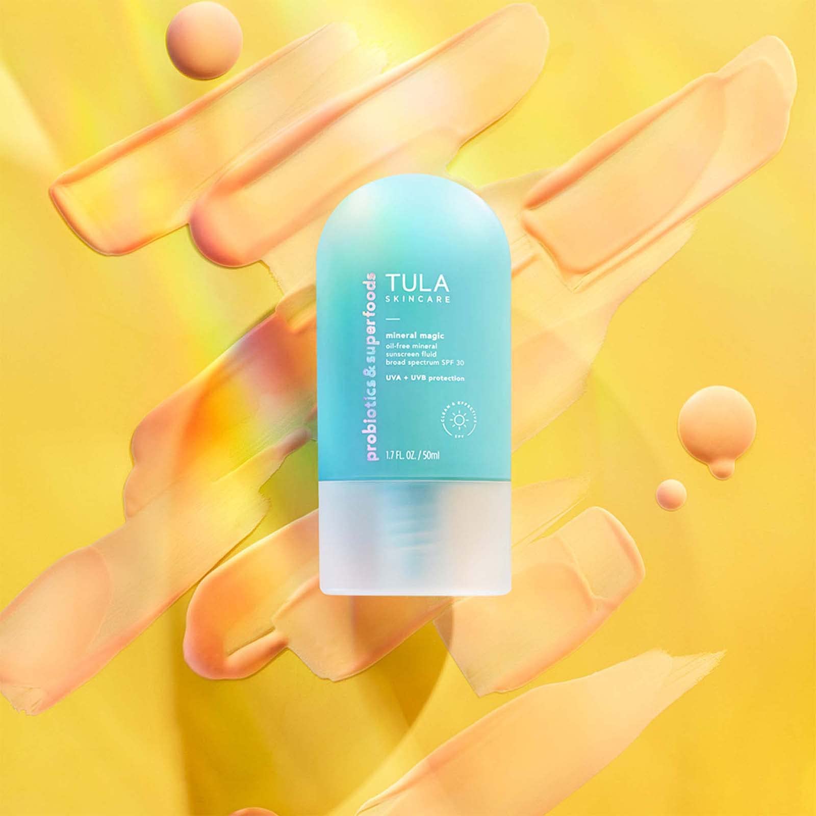 TULA Skin Care Mineral Magic - Mineral Sunscreen Fluid Broad Spectrum SPF 30 - Provides UVA + UVB Protection, Non-Greasy, Weightless Feel, 1.52 fl oz.