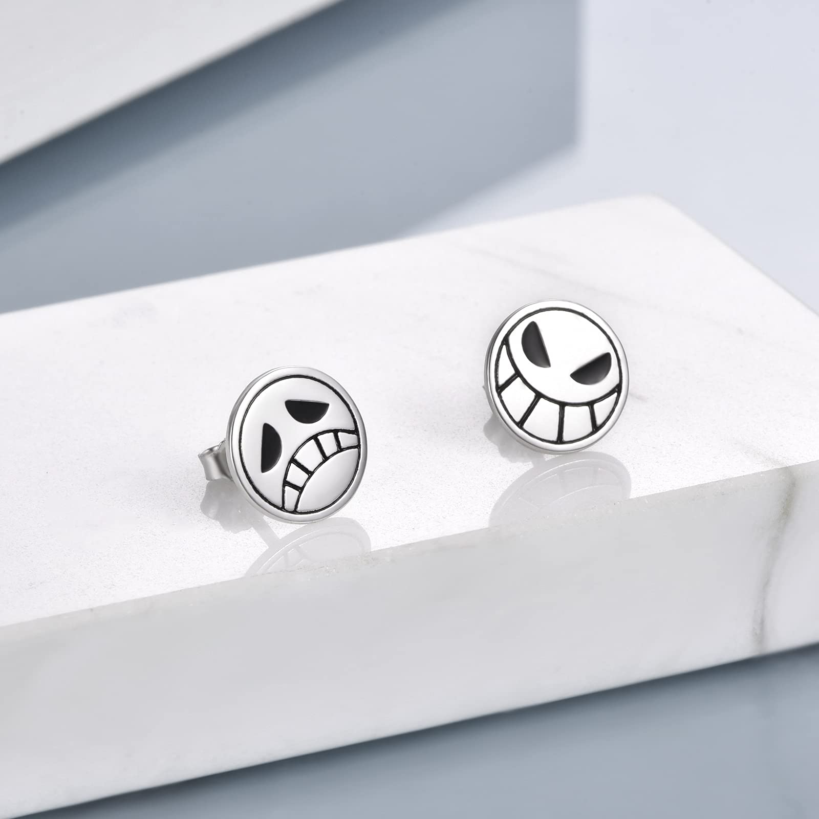 Anime Ace Stud Earrings 925 Sterling Silver Anime Earrings for Women Man