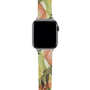 Ted Baker Green & Nude Floral Print Leather Strap for Apple Watch® (Model: BKS42F104B0)