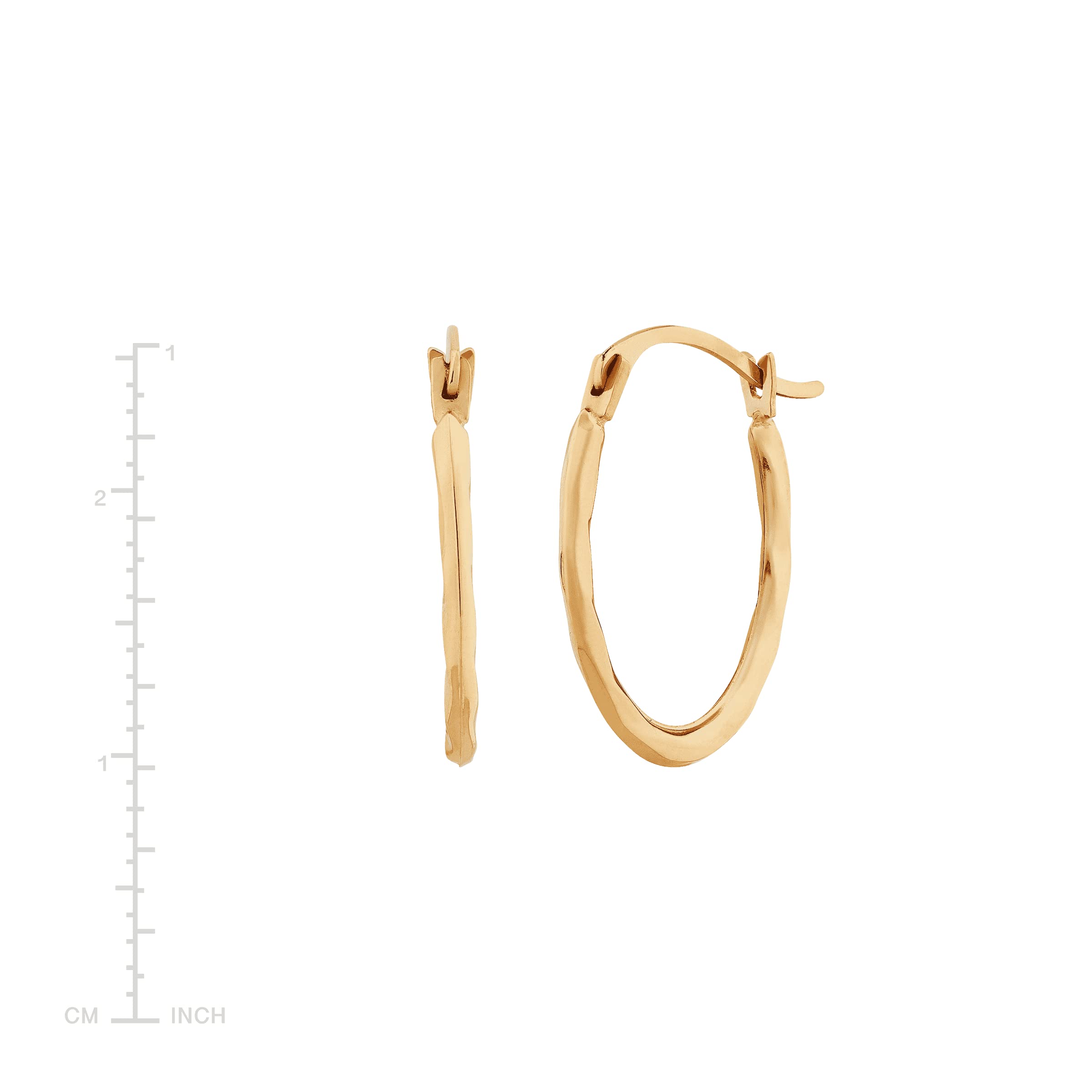 Welry Oval Twisted Hoop Earrings for Women, 14K Yellow Gold, Jewelry Gift Idea, 16mm