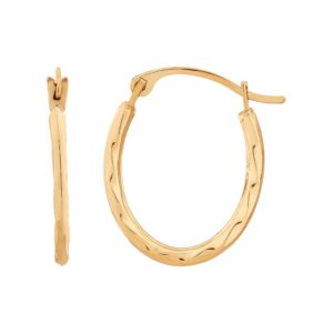 Welry Oval Twisted Hoop Earrings for Women, 14K Yellow Gold, Jewelry Gift Idea, 16mm