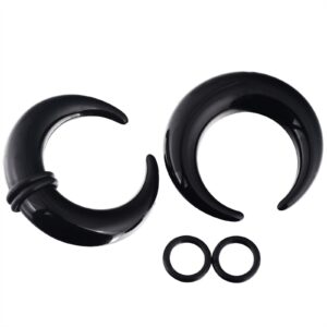 YOFANST Acrylic Crescent Shaped Horseshoes Taper Set Pincher Septum Rings Gauges 14G 12G 10G 8G 6G 4G 2G 0G 00G, 9 Black Pairs