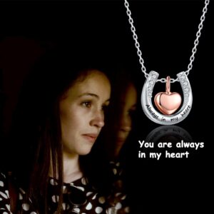 Heart-Shape cremation urn necklace for ashes - 925 Sterling Silver FAITH LOVE U CZ Pendant Necklaces Rose Gold & White Gold Plated Keepsake Memorial Jewelry (U-Heart-Shape Urn Jewelry)