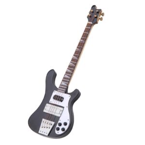 Tyenaza Miniature Bass, Black Miniature Bass Miniature Guitar Guitar Replica with Stand and Case Instrument Model Ornaments Gift