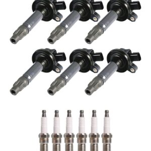 ENA Set of 6 Ignition Coil Pack and Platinum Spark Plug Compatible with Ford Lincoln Mazda Mercury Edge Flex Fusion Taurus MKS MKT MKX MKZ 6 CX9 Sable 3.5L 3.7L V6 Replacement for UF553 SP411