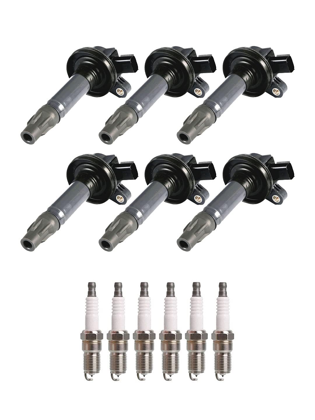 ENA Set of 6 Ignition Coil Pack and Platinum Spark Plug Compatible with Ford Lincoln Mazda Mercury Edge Flex Fusion Taurus MKS MKT MKX MKZ 6 CX9 Sable 3.5L 3.7L V6 Replacement for UF553 SP411