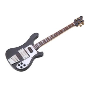 Tyenaza Miniature Bass, Black Miniature Bass Miniature Guitar Guitar Replica with Stand and Case Instrument Model Ornaments Gift