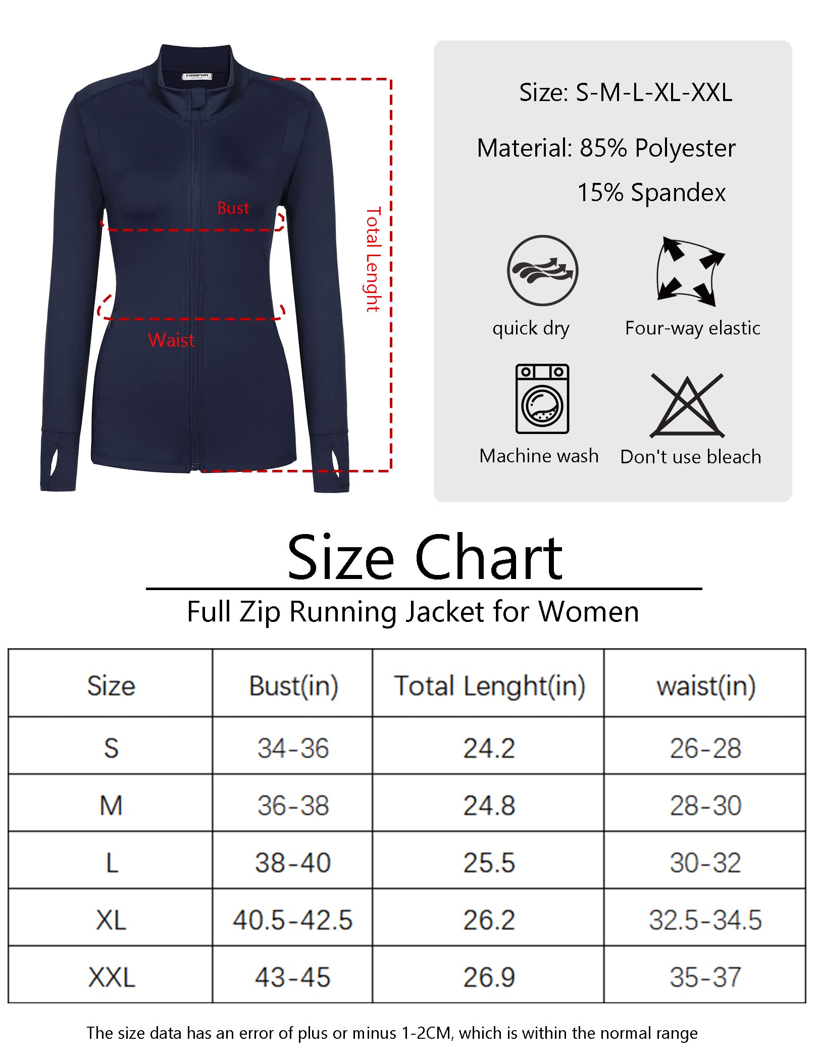 PINSPARK Women's Track Jacket Athletic Workout Running Jacket Full Zip Up Sportswear Lightweight Tops Navy Blue M