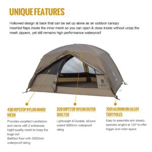 OneTigris 6.8x4.1x3.7ft 2-Person Camping Tent, Waterproof, Lightweight, Easy Setup