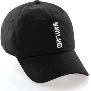 Daxton Vertical USA Cities Baseball Dad Hat Unstructure Low Profile Strapback,Maryland,Black Hat