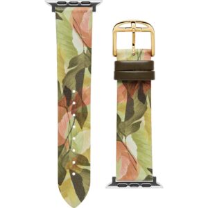 Ted Baker Green & Nude Floral Print Leather Strap for Apple Watch® (Model: BKS42F104B0)