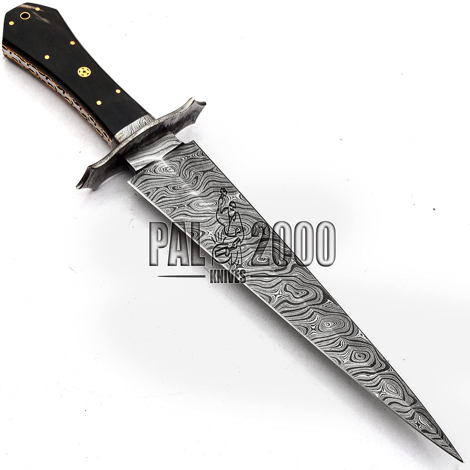 PAL 2000 KNIVES DAG-9723 Custom Handmade Damascus Steel Knife With Leather Sheath