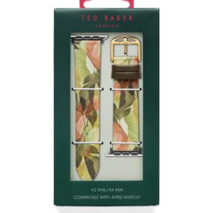 Ted Baker Green & Nude Floral Print Leather Strap for Apple Watch® (Model: BKS42F104B0)