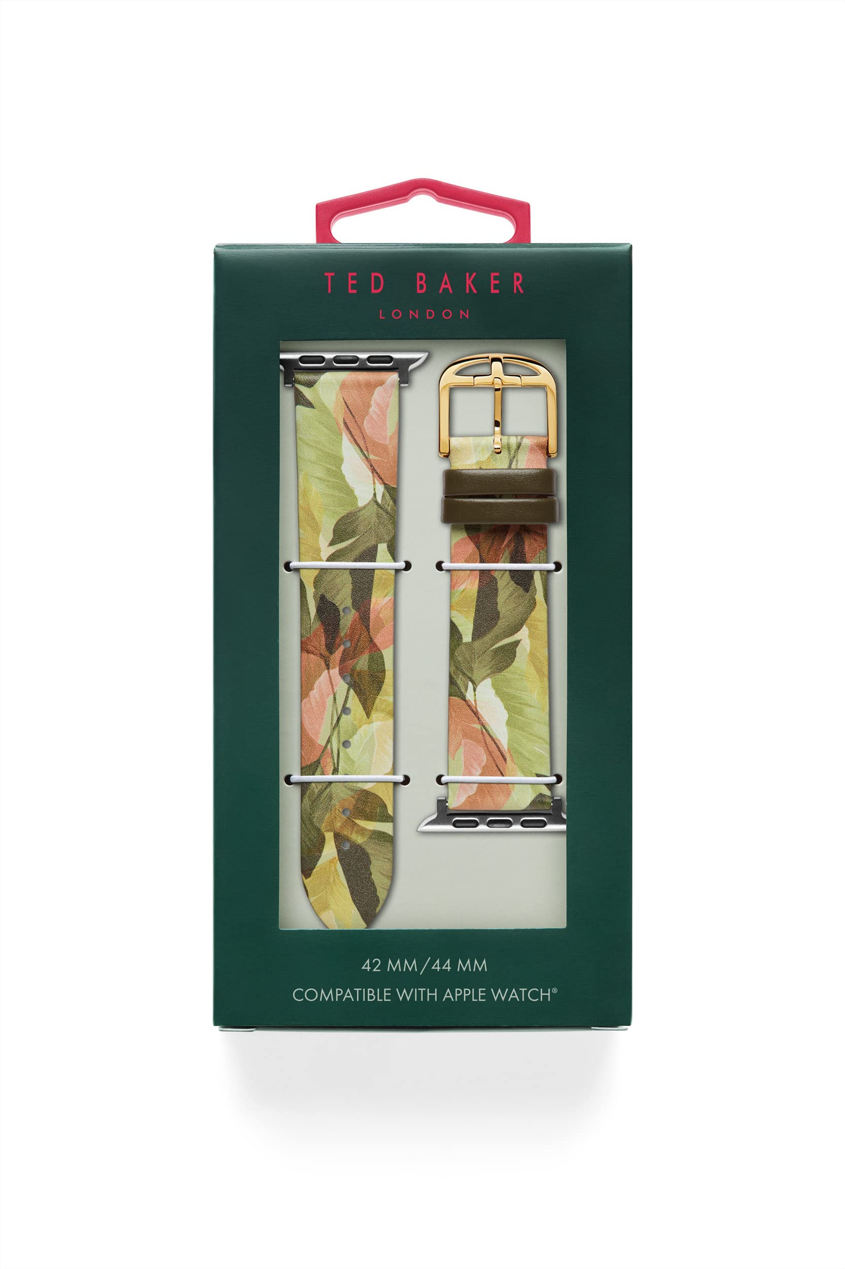 Ted Baker Green & Nude Floral Print Leather Strap for Apple Watch® (Model: BKS42F104B0)