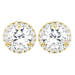 Houston Diamond District 2 Carat (ctw) Round Halo Diamond Earrings Value Collection 14K Yellow Gold - 2.00