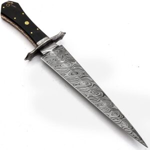 pal 2000 knives dag-9723 custom handmade damascus steel knife with leather sheath