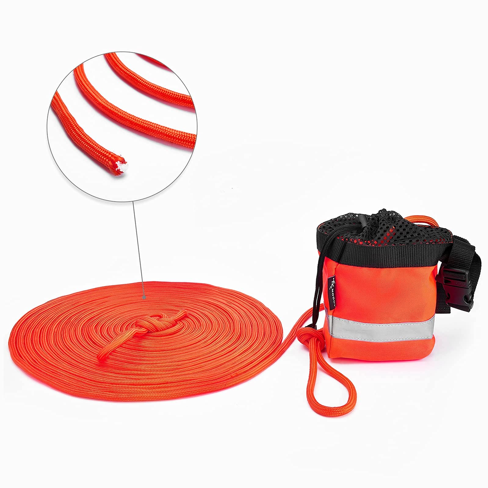 MOPHOEXII Water Rescue Throw Rope Bag with 50/100 feet of 5/16" Floating Life Line and Integrated Whistle Clip for Kayaking, Boating and Rafting, High Visibility Safety Boating Equipment(Orange, 100)